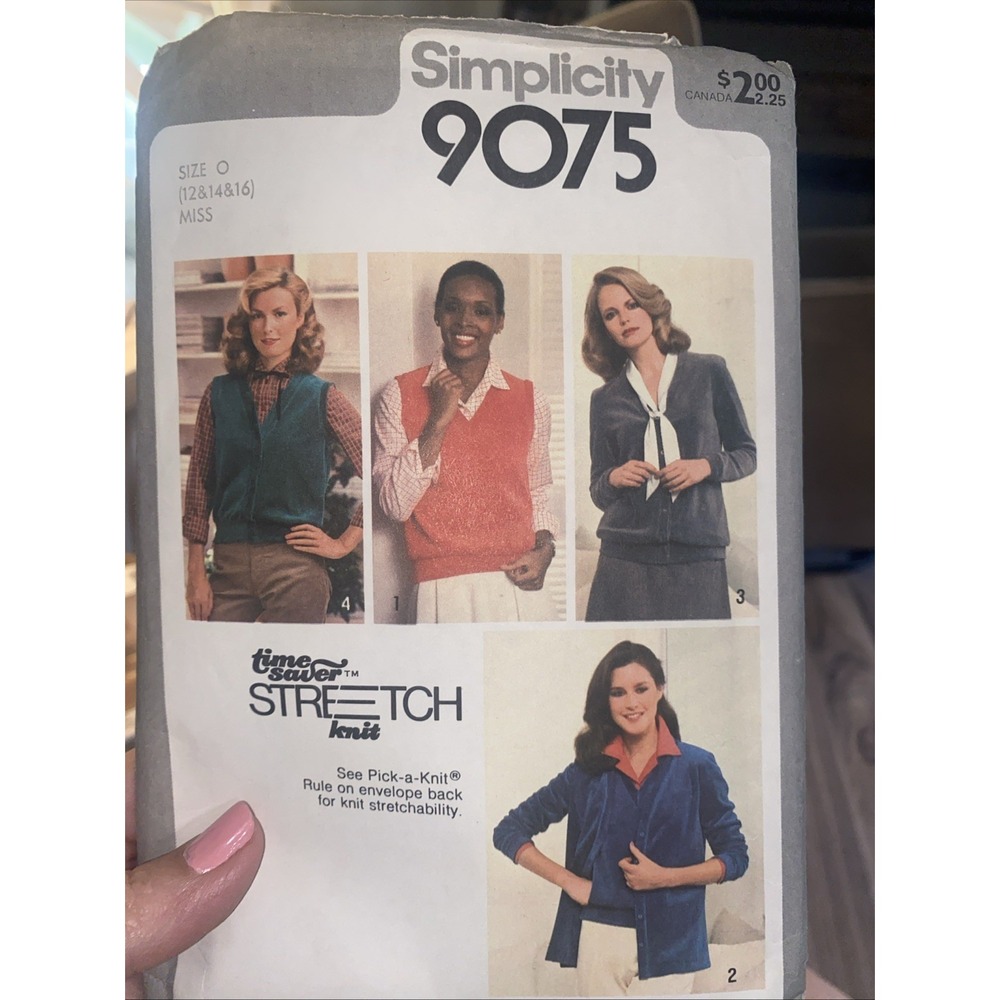 Vintage 1970s Simplicity 9075 Sewing Pattern Size 12-16 Cardigan & Vest COMPLETE